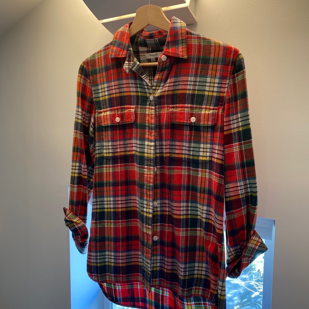 XS Madewell plaid shirt
